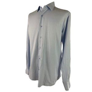 Large Jeordie's Men's Button Up Dress Shirt Blue Oxford Long Slim Fit